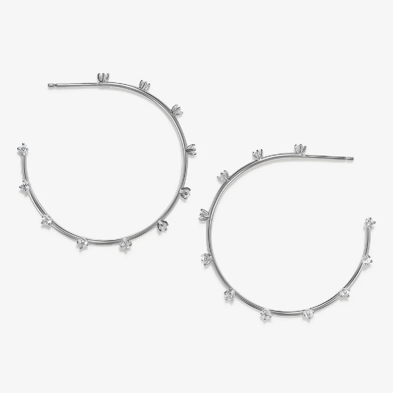 Silver Drop Earrings for Women-Moss hoop earrings