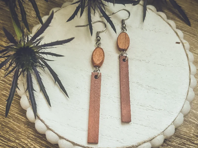 Oval Drop Earrings-Beautiful Brown Wood Earrings