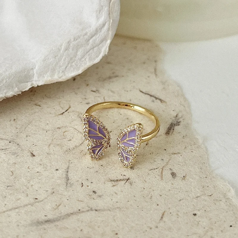 Purple Butterfly Open Ring [Copper Material]]