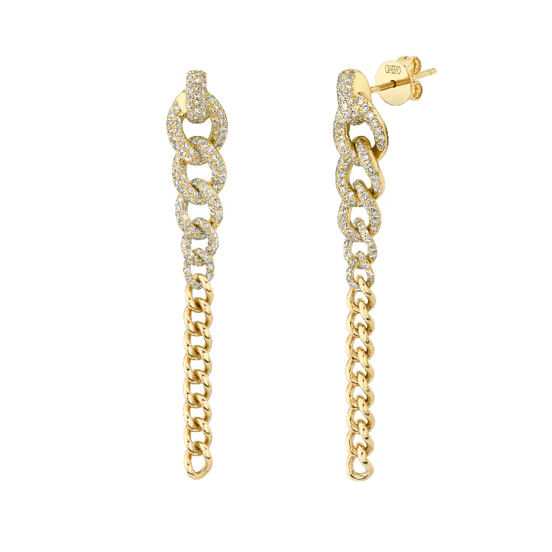 Fashion Pearl Earrings-READY TO SHIP DIAMOND 2 IN 1 GRADUAL PAVE DROP EARRINGS