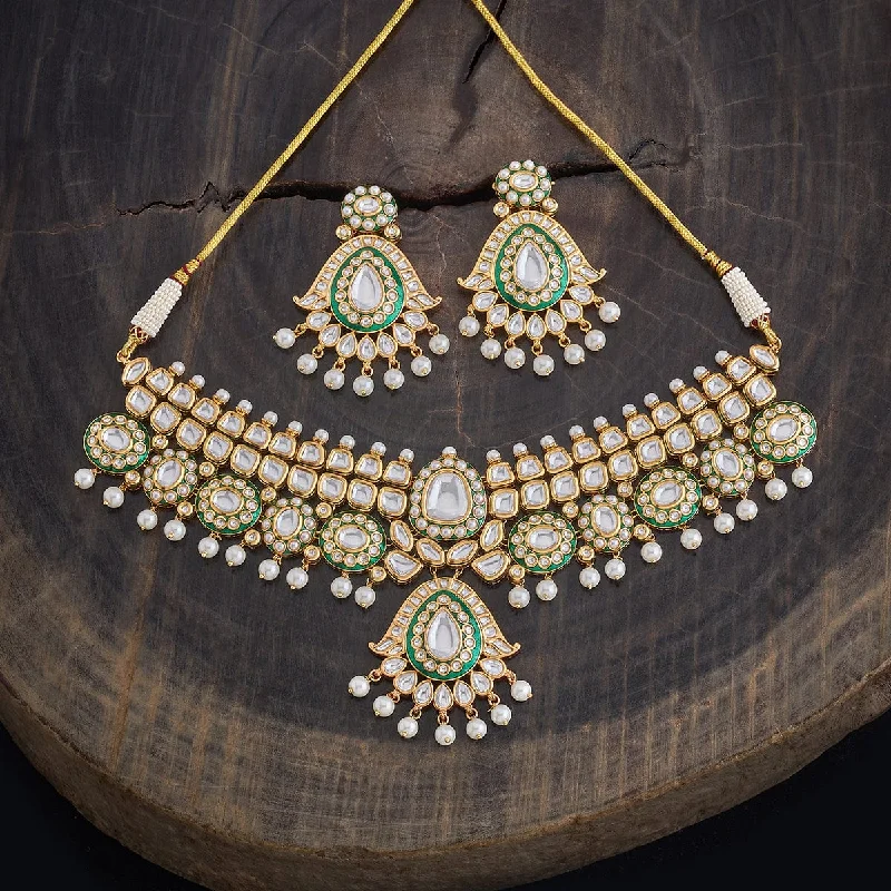 Double Pendant Necklace-Kundan Necklace 173908