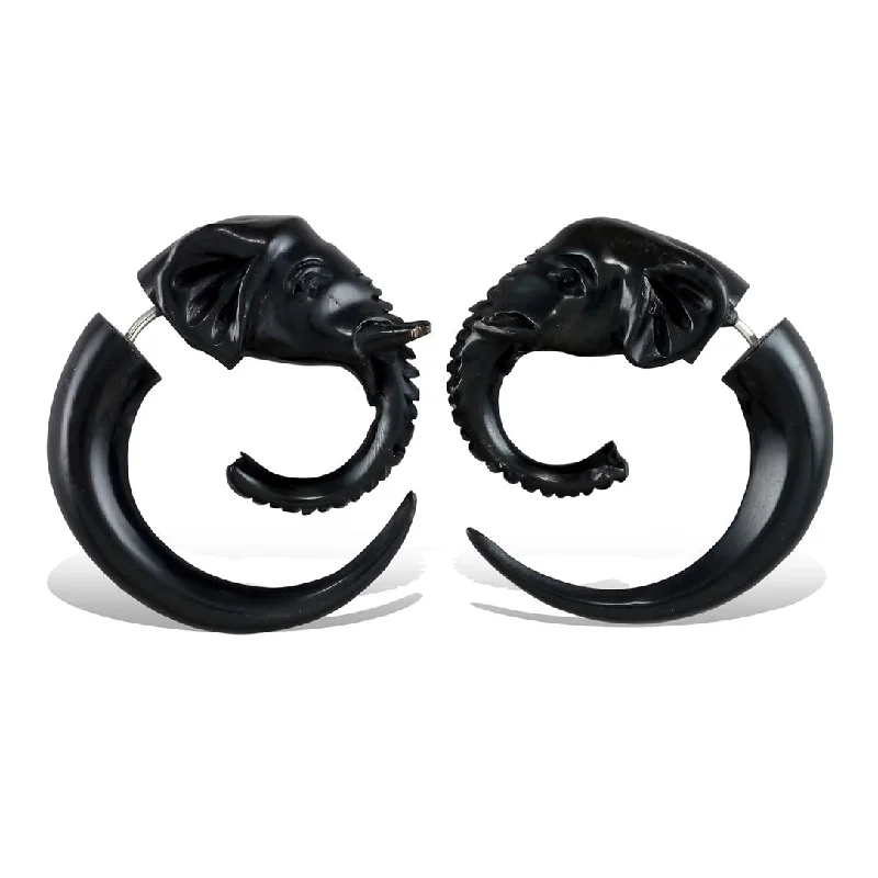 Gothic Style Earrings-<span>EFH-005<span>: </span></span>Elephant Spirals - Horn