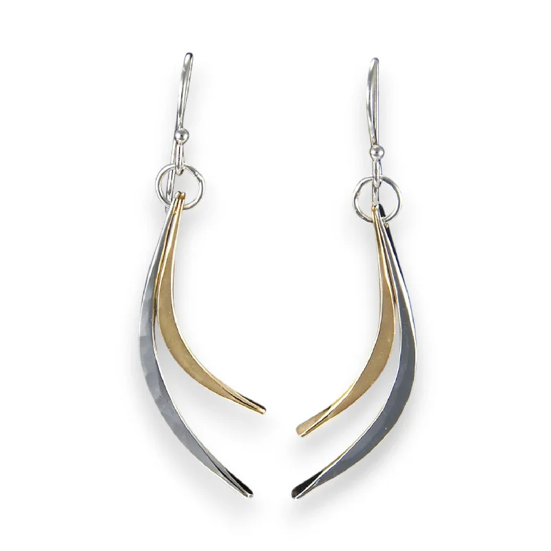 Long Dangle Hoop Earrings-2108 - Dangling Double Curves