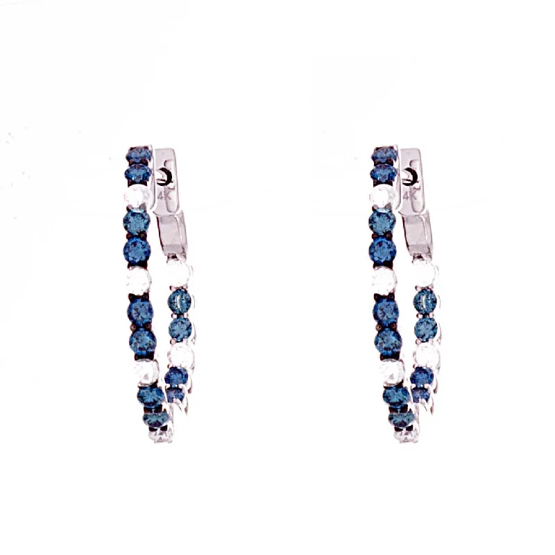 Oval Drop Earrings-Blue Diamond Earrings