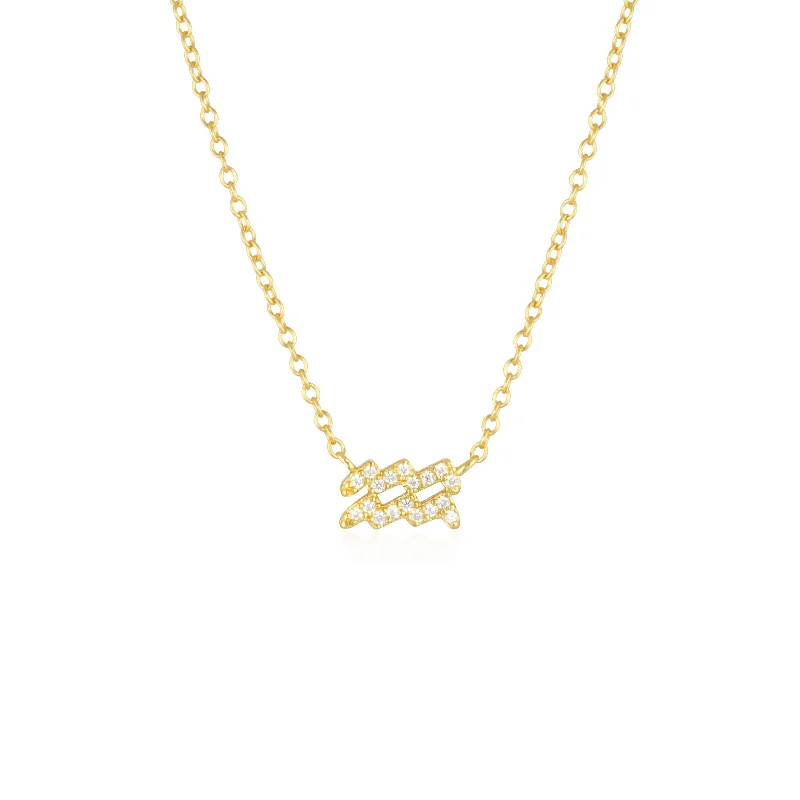 Luxurious Diamond Necklace-Aquarius Charm Necklace