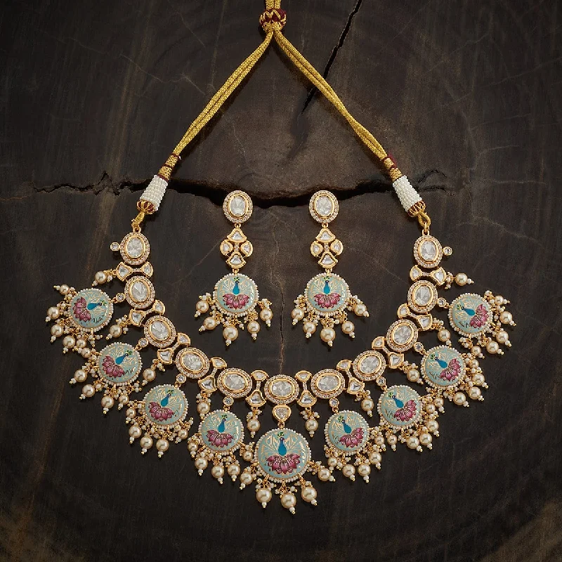 Beaded Layered Necklace-Kundan Necklace 165871