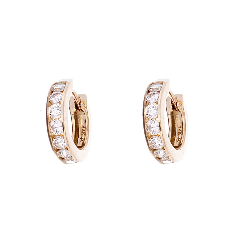 Stud Earrings for Teens-Diamond Huggie Earrings