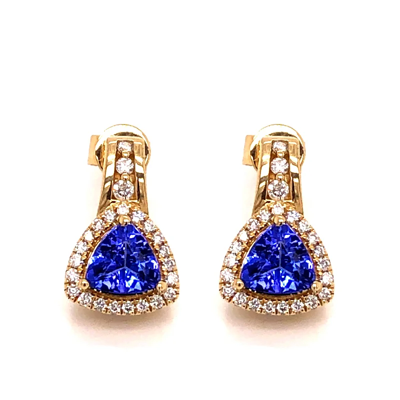 Ethnic Style Earrings-Tanzanite and Diamonds Earrings