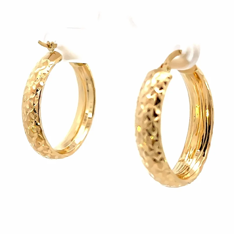 Eco-Friendly Earrings-Gold Domed Lazer Cut Hoop Earrings