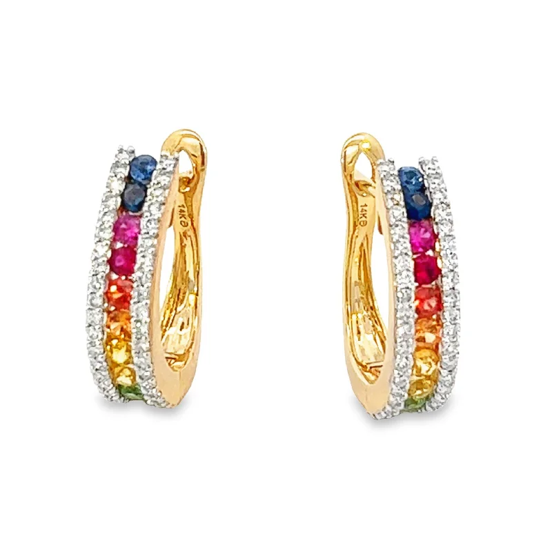 Luxury Diamond Earrings-Rainbow Sapphire and Diamonds Earrings