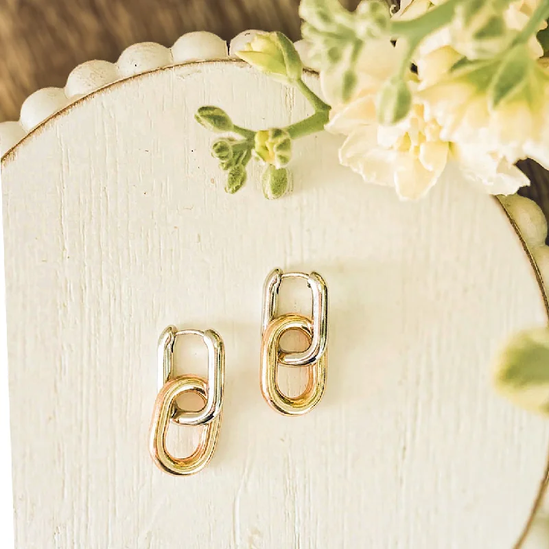 Cute Stud Earrings-Beautiful Gold and Silver Link Earrings