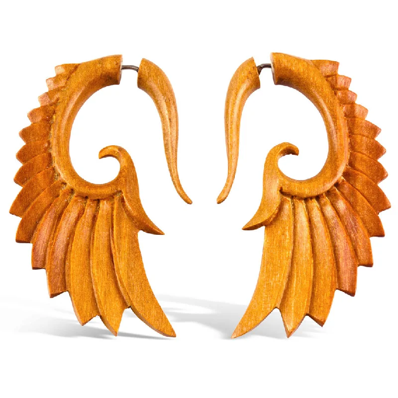 Geometric Shape Earrings-<span>EFW-840<span>: </span></span>Nava Wings - Wood