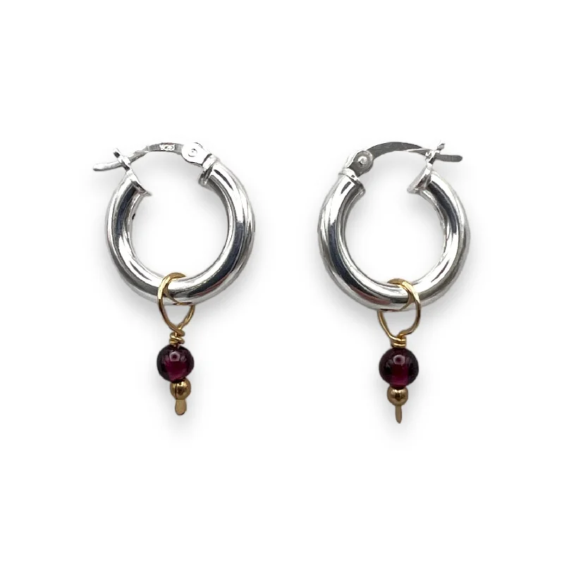 Silver Drop Earrings for Women-Small Hoop w/Bead