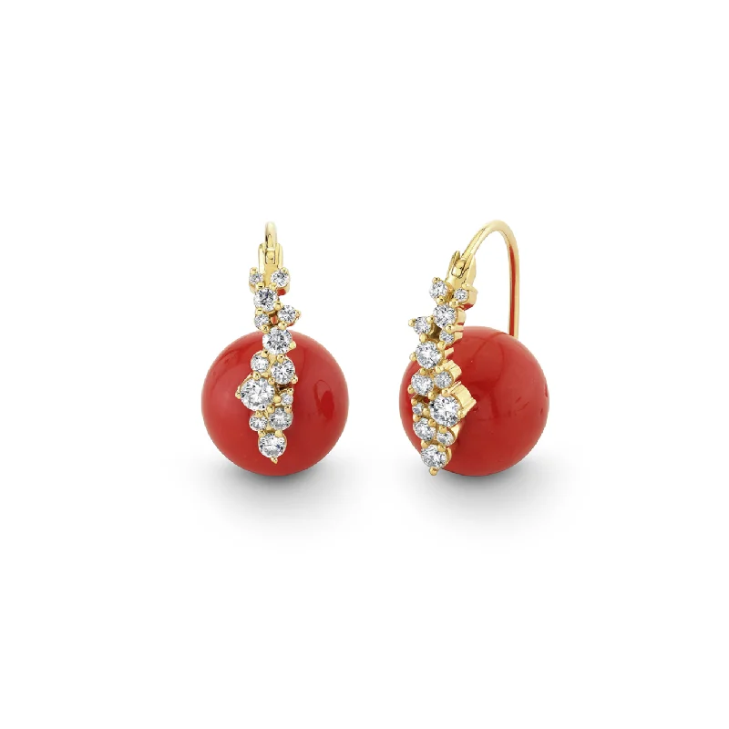 Butterfly Shape Earrings-Gold & Diamond Cocktail Coral Earrings