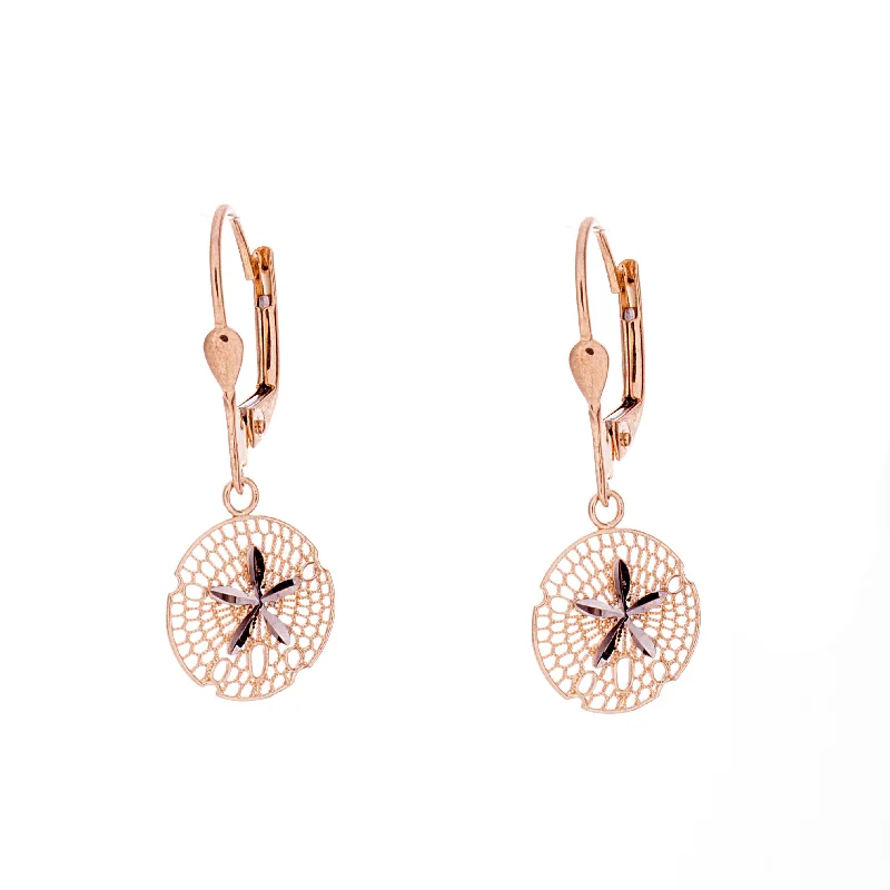 Fashion Pearl Earrings-Gold Sand Dollar Earrings