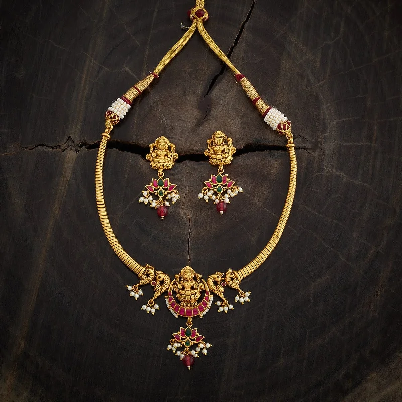 Simple Gold Crystal Necklace-Antique Necklace 169856