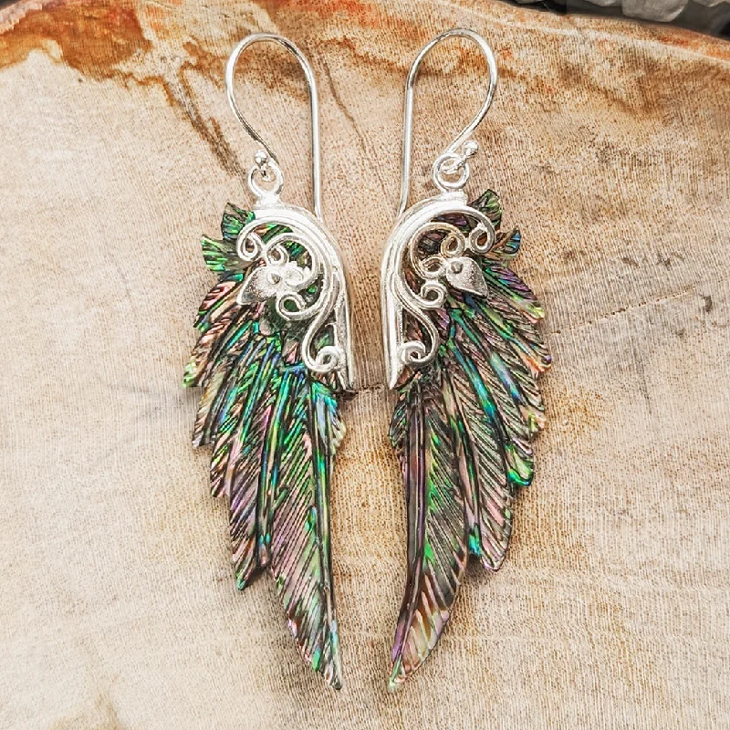 Luxury Designer Earrings-<span>ETA-016<span>: </span></span>Revna Wings - Abalone Shell in Silver