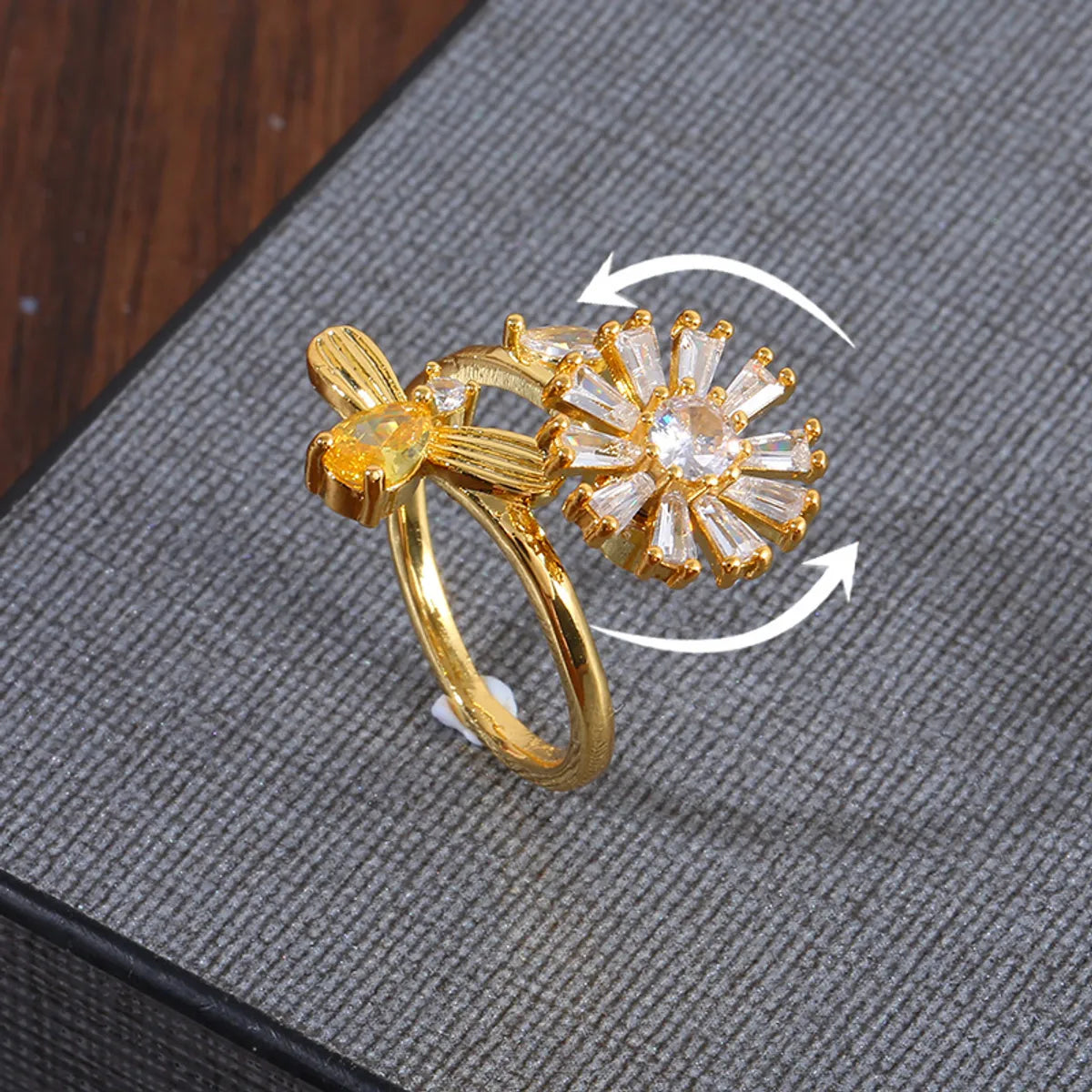 Copper Simple Style Flowers Flower Zircon Rings