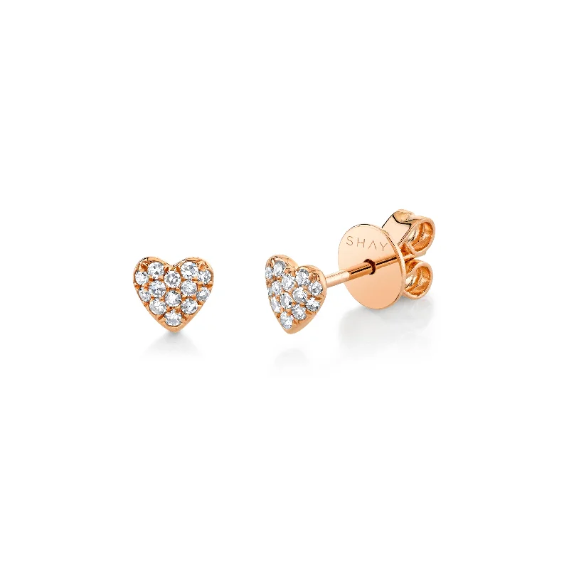 Classic Stud Earrings-MINI ME DIAMOND PAVE BABY HEART STUDS