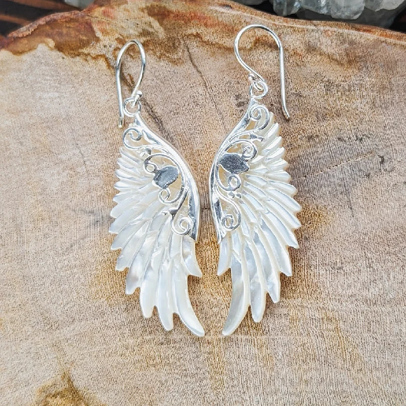 Elegant Gold Earrings-<span>ETS-005<span>: </span></span>Ariel Wings - Shell in Silver