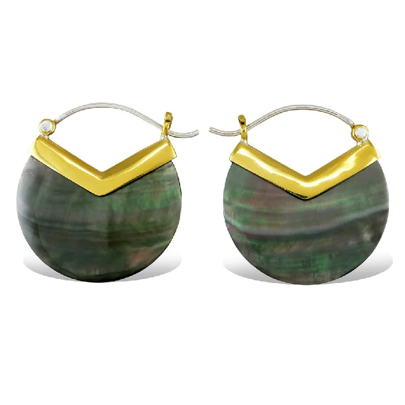 Multi-Layer Earrings-<span>ESS-191<span>: </span></span>Saturn Hoops - Shell