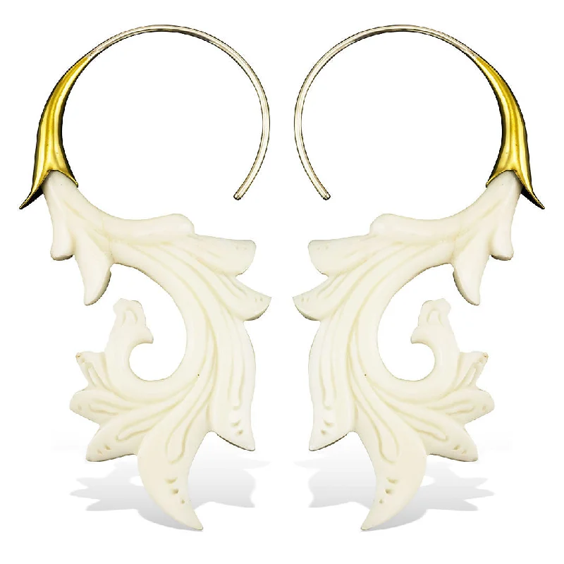 Luxury Pearl Earrings-<span>ESB-406<span>: </span></span>Nikora Silver Curls - Bone