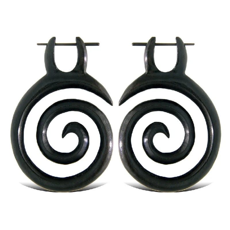 Double-Sided Earrings-<span>ERW-201<span>: </span></span>Ocean Spirals - Wood