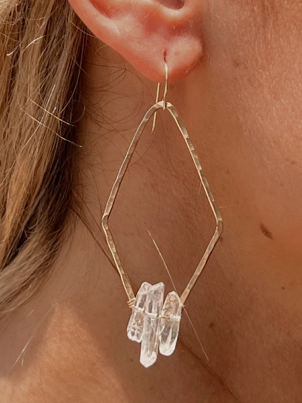 Natural Stone Earrings-Papaya Crystal Diamond Earrings