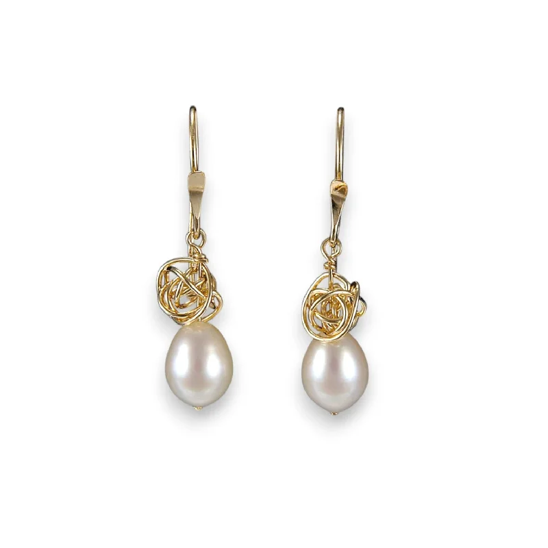 High-End Earrings-2198 - Dangling Tangled Pearl