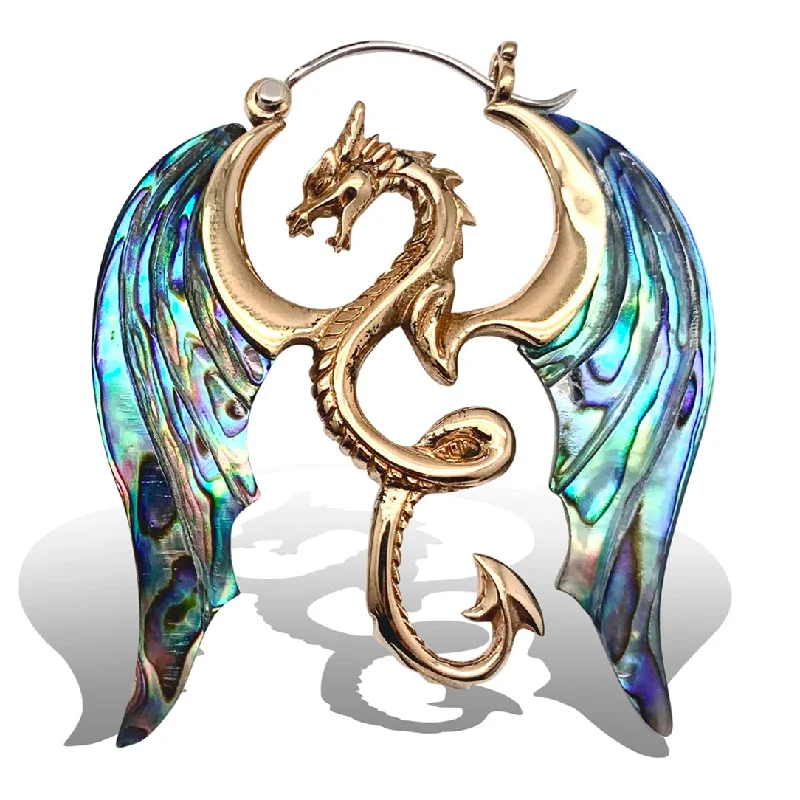 Crystal Dangle Earrings-<span>ESA-260<span>: </span></span>Ryoko Dragons - Abalone Shell