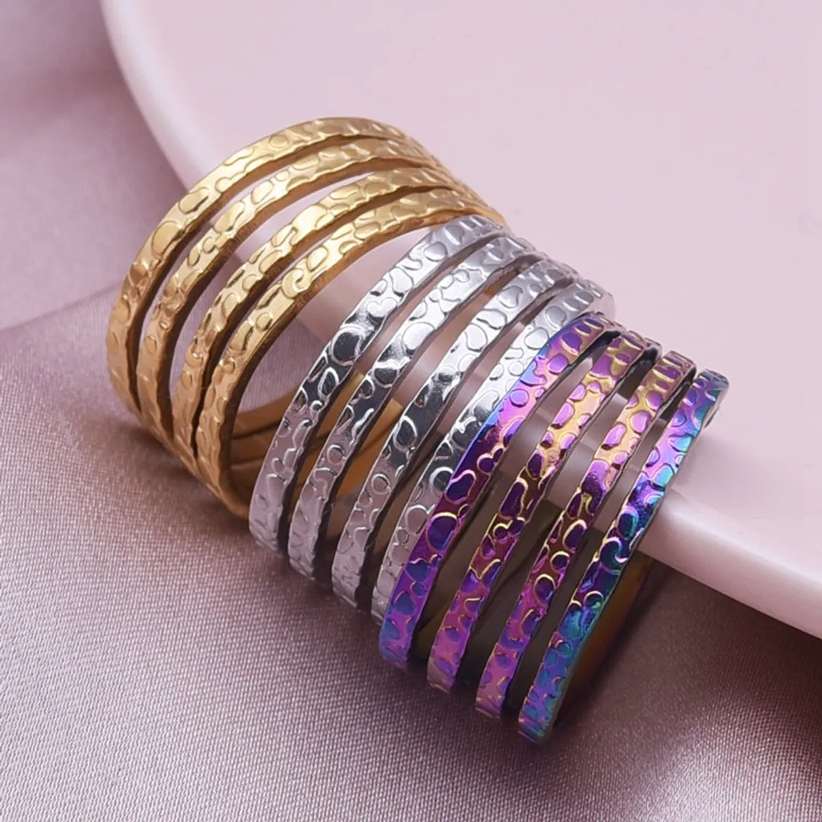 Simple Style Circle Stainless Steel 18k Gold Plated Rings