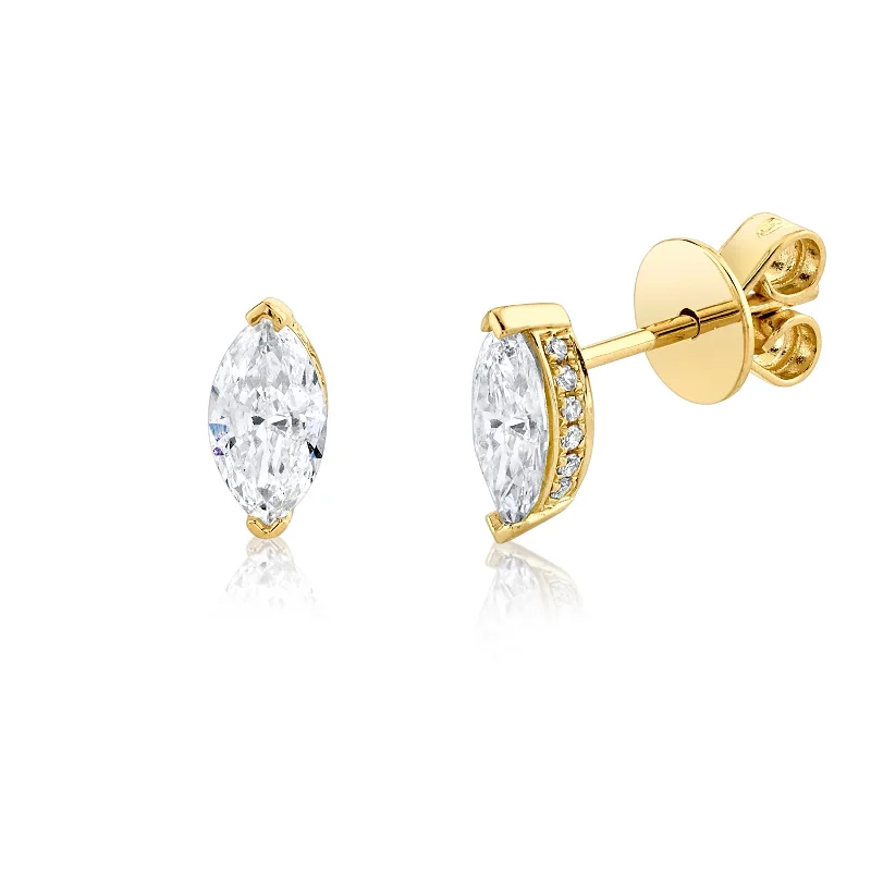 Crystal Drop Earrings-READY TO SHIP DIAMOND MARQUISE HALO STUDS