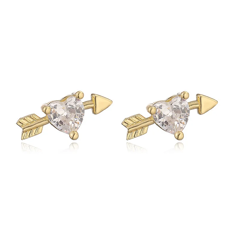 Golden White Diamond Love 1 Pair