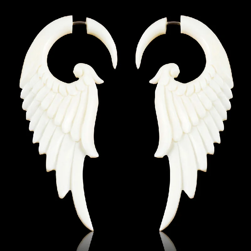 Double-Sided Earrings-<span>EFB-827<span>: </span></span>Forest Wings - Bone