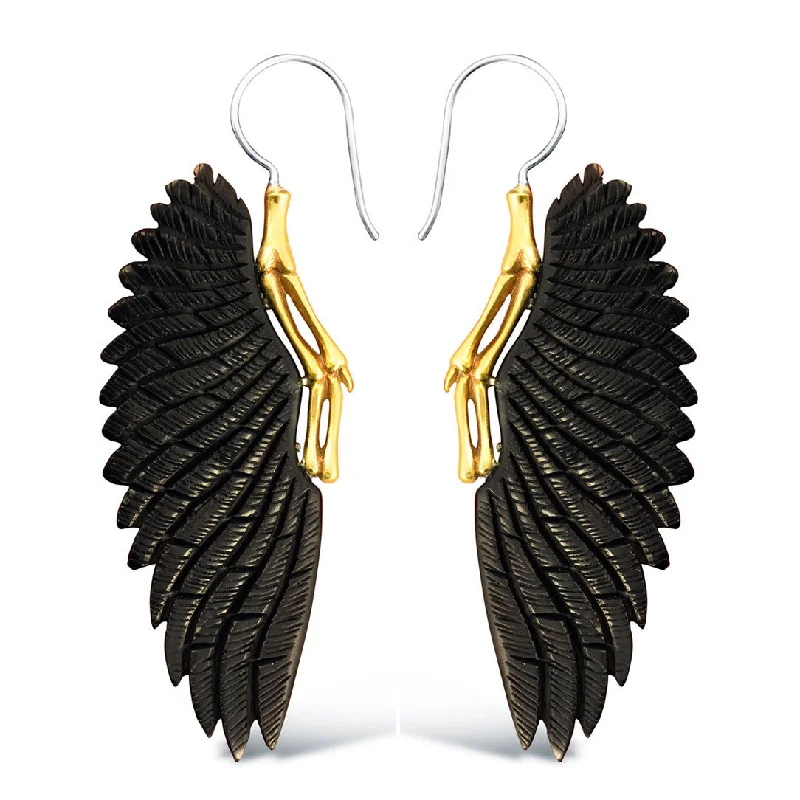 Gemstone Earrings-<span>ESH-132<span>: </span></span>Etched Feathers - Horn