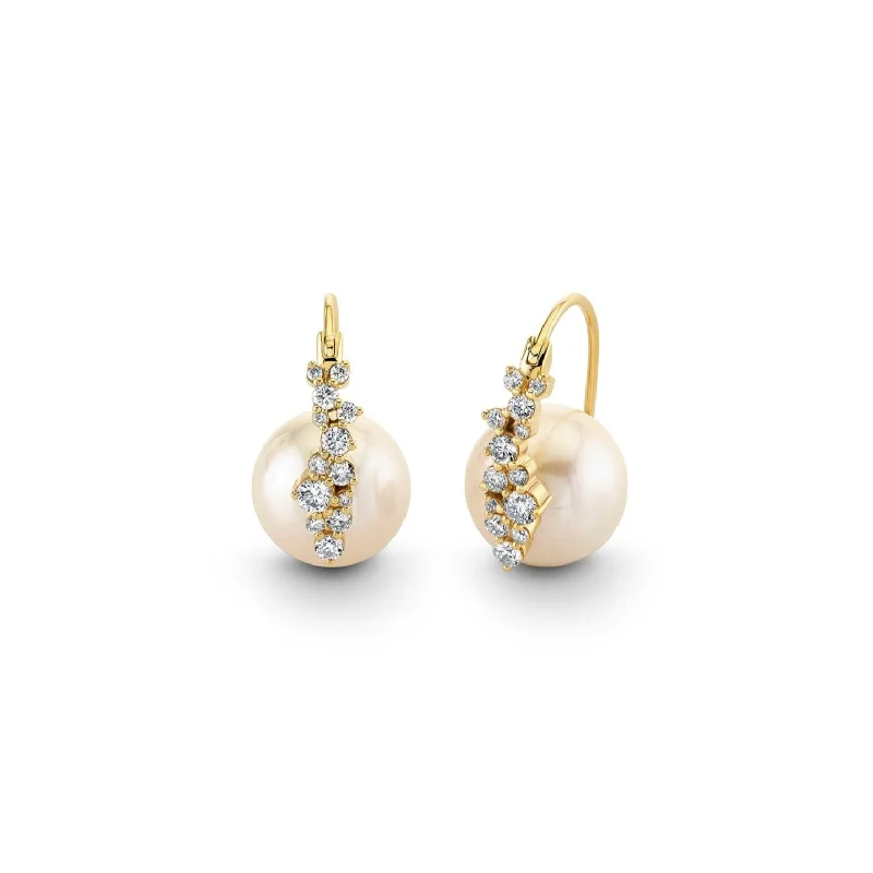 Elegant Drop Earrings-Gold & Diamond Cocktail Pearl Earrings