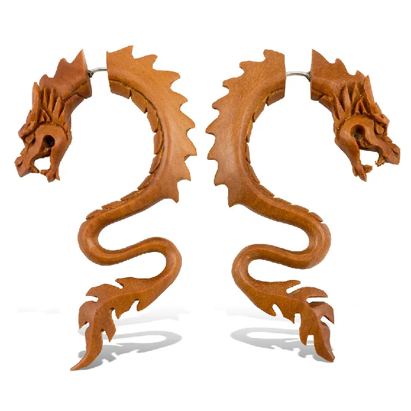 Swarovski Crystal Earrings-<span>EFW-107<span>: </span></span>Kalisi Dragons - Wood