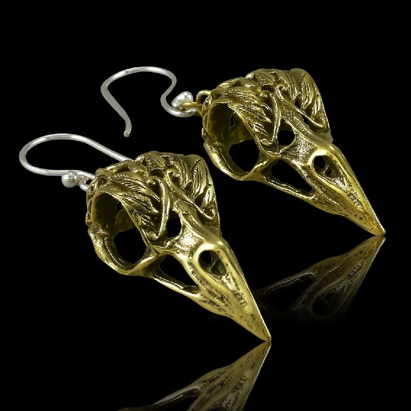 Dangling Gold Earrings-<span>BRES-217<span>: </span></span>Brass Ravens - Silver Post