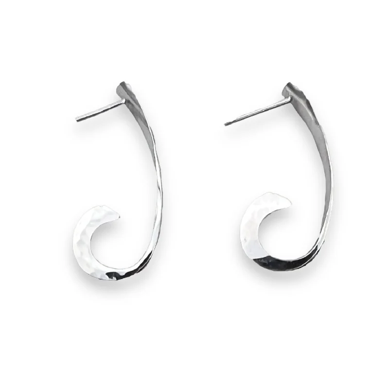 Unique Dangle Hoop Earrings-E224S - Curl Posts