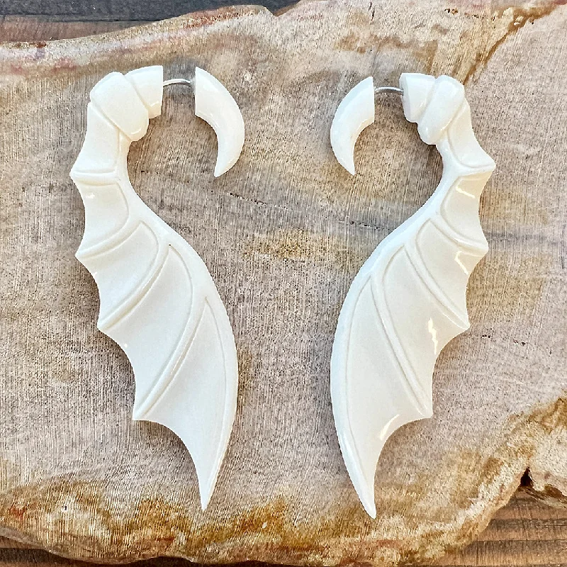 Elegant Drop Stud Earrings-<span>EFB-100<span>: </span></span>Bat Wings - Bone