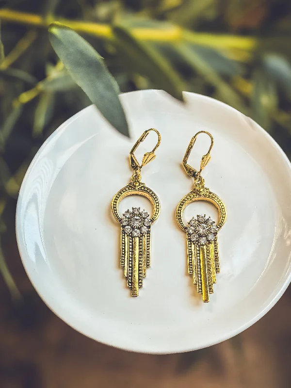 Custom Earrings for Gift-Beautiful Gold and Crystal Victorian Earrings