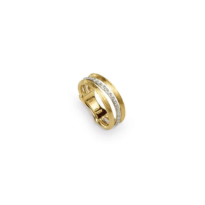 Marco Bicego Diamond Jaipur Link Yellow Gold Ring AB478-B-YW