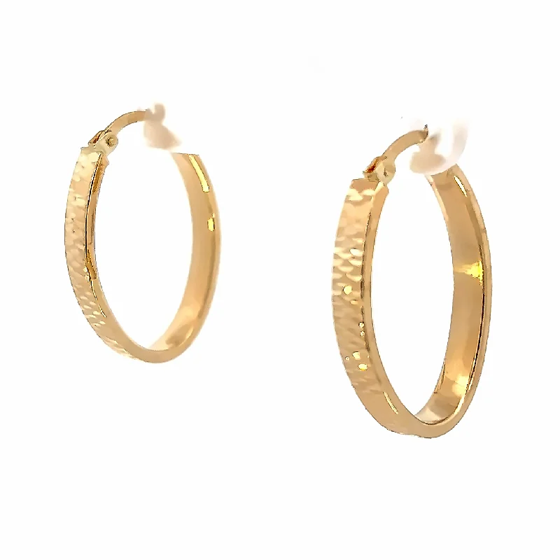 Gold-Plated Earrings-Gold Oval Hoop Earrings Lazer Cut