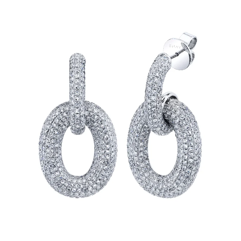 Crystal Stud Earrings-DIAMOND PAVE LINK DOOR KNOCKER EARRINGS